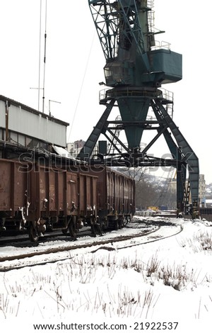 trains in freight yard winter Serbia
