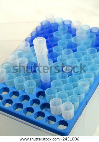 Medical test tubes of pipette preparations from laboratory for analyses