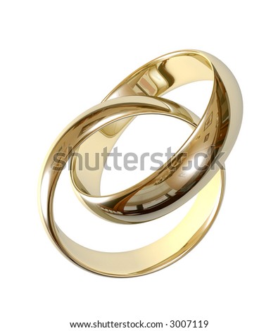 stock photo Two wedding ring on a grey background 3D