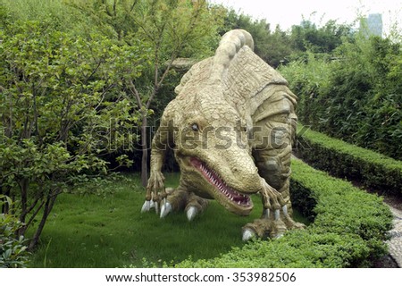 Changzhou, Jiangsu, China, July 14, 2010. Changzhou China Dinosaur Park Dinosaur sculpture, the Chinese Dinosaur Park is the Chinese 4A class tourist attractions.