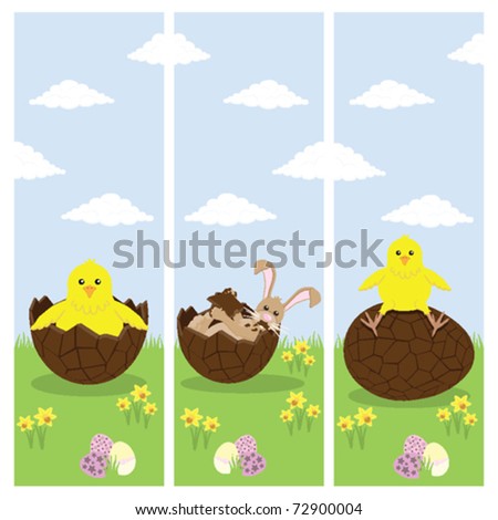 easter bunnies eggs and chicks. easter bunnies and eggs and