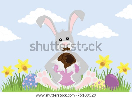 chocolate easter bunny cartoon. stock vector : Grey Easter