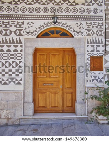 Ethnic style house entrance, Chios island, Greece