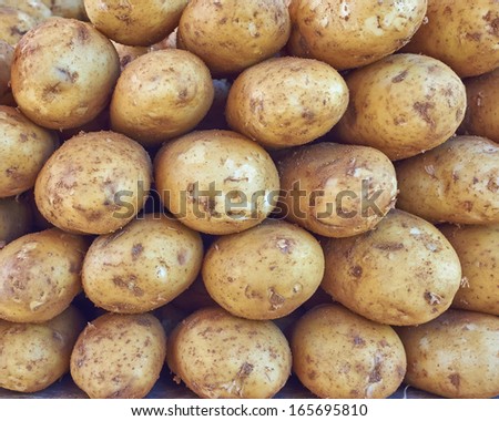 organic raw potatoes closeup
