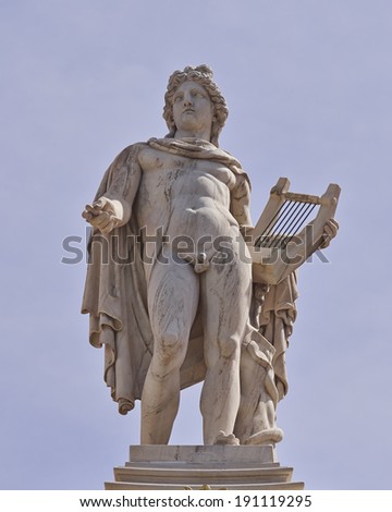 Apollo statue, the god of poetry and music, Athens, Greece