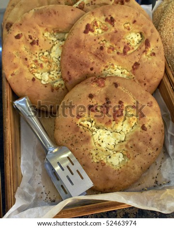 Greek feta & oregano flat bread tyropsomo