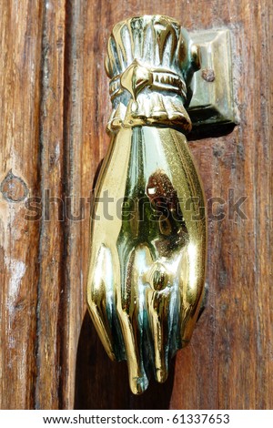 old bronze door knob closeup