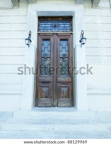 elegant neoclassical house door, Athens Greece