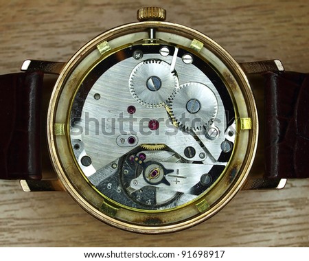watch mechanism closeup