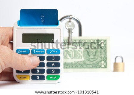 Hand held token illustrating secure internet banking
