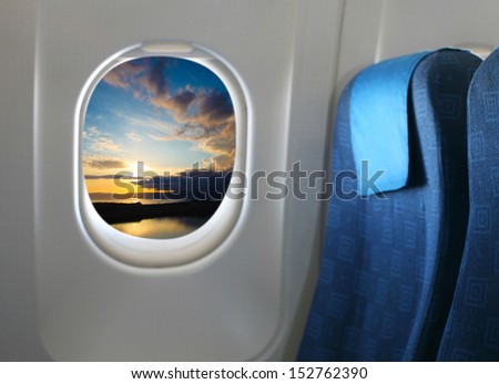 Airplane Seat And Window Inside An Aircraft