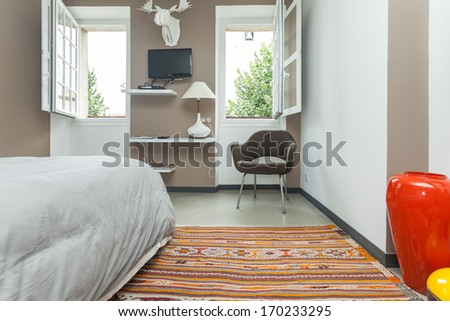 Bedroom Interior With Decorative Furniture.