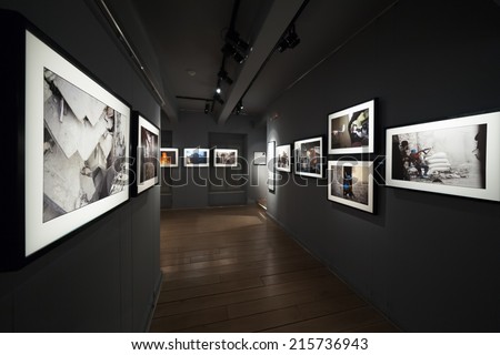 DUBROVNIK, CROATIA - MAY 28, 2014: View of the interior exhibits of the Dubrovnik War Museum, which illustrates the war in the Balkans