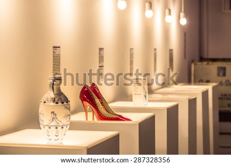 ZAGREB, CROATIA - 12 MARCH 2015: Museum items in the Museum of Broken Relationships in Zagreb.