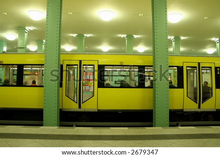 stopped underground train in station