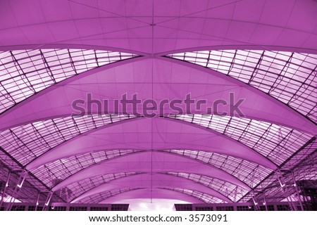 purple metallic and glass roof