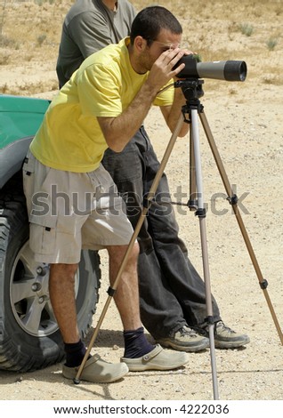 bird watcher sede boker desert, israel