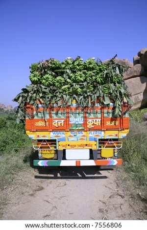 truck load of bananas, hampi, india