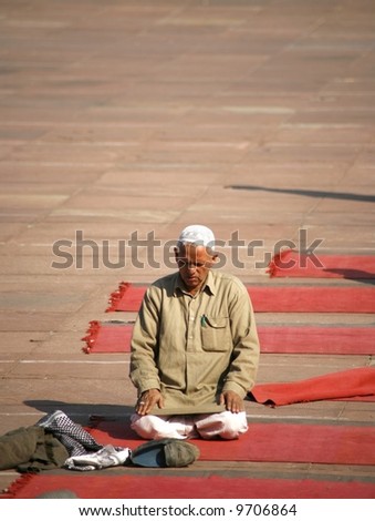 Men at prayer time at Jama Masjid, Delhi, India