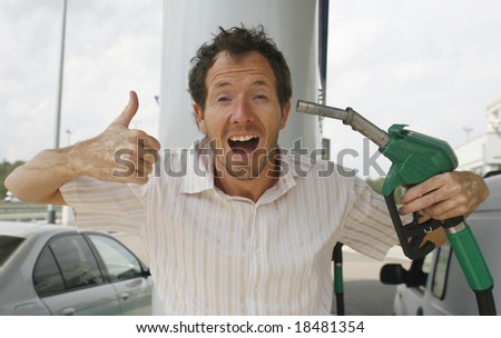 Man happy about decreasing petrol prices