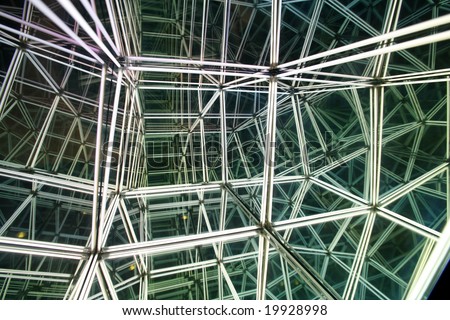 Abstract light structure with infinite mirror reflections