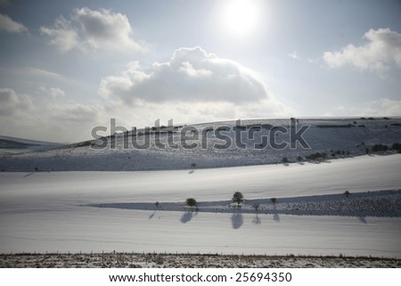 snowy fields in the south downs near Brighton
