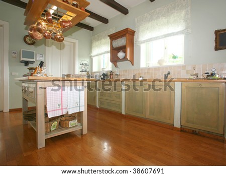 Traditional wooden provence style kitchen will all modern appliances