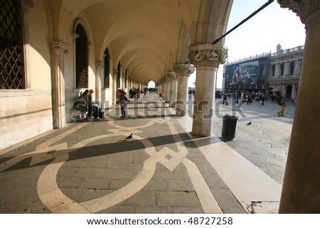 VENICE - OCTOBER 26: Arches of the Doge\'s Palace on October 26, 2009 in Venice, Italy. The palace was badly damaged by fire in 1574.