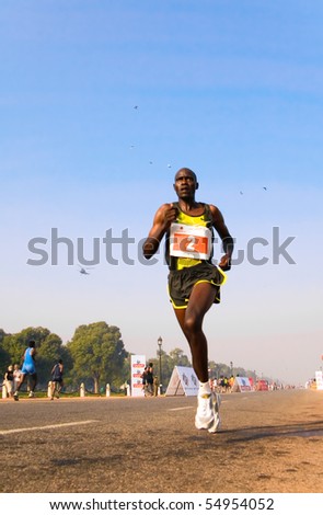 DELHI - OCTOBER 28: African athlete competes in the Delhi Half Marathon on October 28, 2007 in Delhi, India. The inaugural edition had total prize money of US$310,000 to attract high calibre athletes.