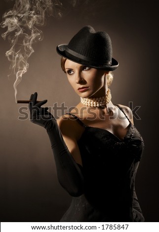 stock photo : lady and cigar