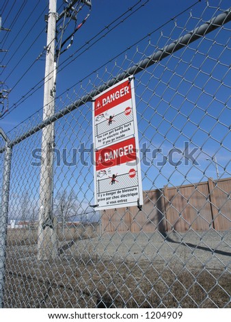 A warning sign around an electrical distribution facility in Nepean, Ontario.