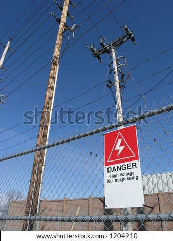 A warning sign around an electrical distribution facility in Nepean, Ontario.
