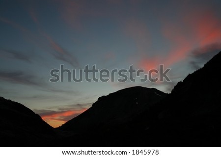Silhouette of Ring Mountain at sunset. Callaghan Valley. British Columbia. Canada.