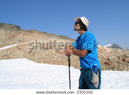 Man hiking on Mount Callaghan. British Columbia. Canada.