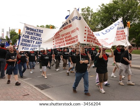 Unions rally against Canadian job losses. Ottawa, Ontario. Canada.