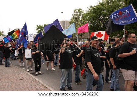 Unions rally against Canadian job losses. Ottawa, Ontario. Canada.
