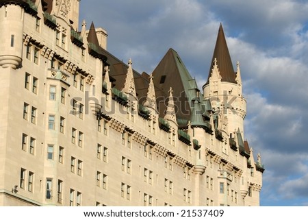 West side of the Fairmont Chateau Laurier Hotel in Ottawa, Ontario, Canada.