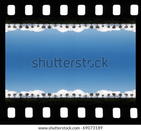 Sea blue lagoon in a film frame