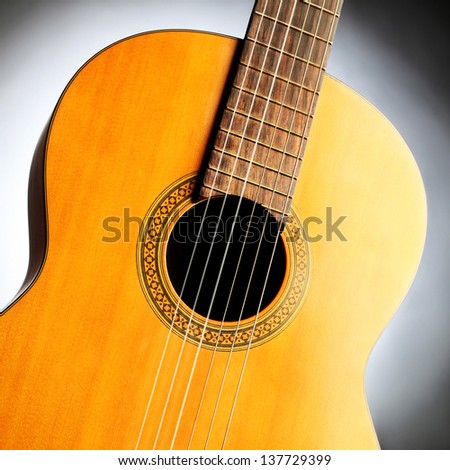 Acoustic guitar musical art instrument close-up