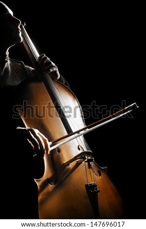 Cello Musical Instrument Cellist Playing. Classical Orchestra Musician Player