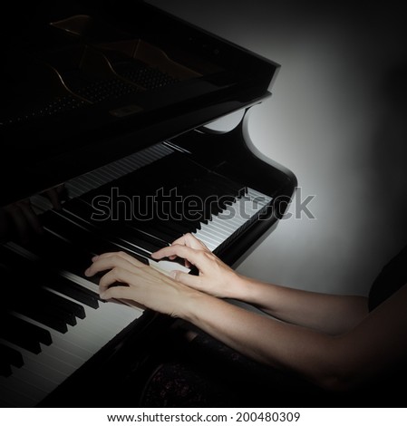 Piano concert Music instrument grand piano playing pianist hands close up