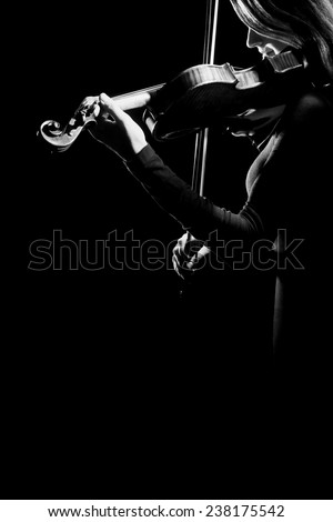 Violin player violinist Music instrument of orchestra Playing violin isolated on black