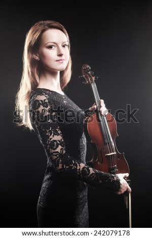 Woman with violin player violinist music performer beautiful portrait