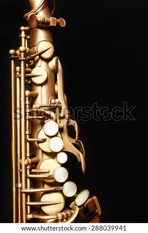 Saxophone alto jazz music instrument isolated on black Sax close up