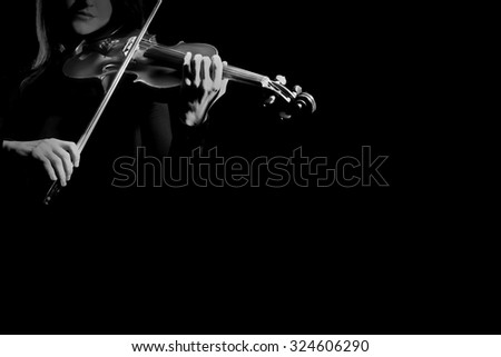 Violin player violinist Music instrument orchestra musician Playing violin isolated on black background