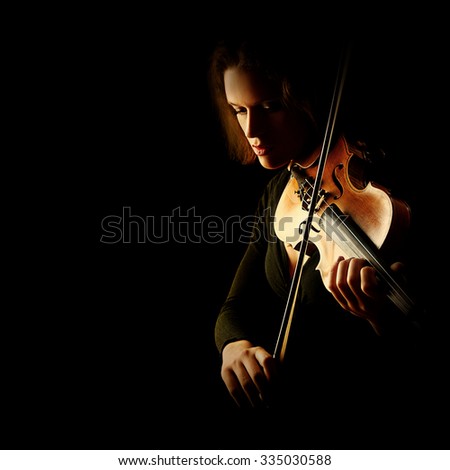 Violin player violinist Music instrument of orchestra Playing violin classical musician isolated on black
