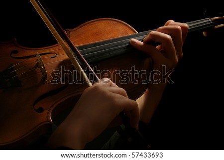 Violin classic musical instrument. Orchestra concert hands of  violinist.