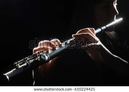 Flute instrument Flutist hands playing flute music Classical orchestra instruments