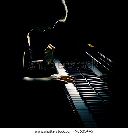 Pianist musician piano music playing Musical instrument grand piano with woman performer. Pianist musician piano music playing Musical instrument grand piano with woman performer.