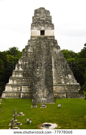 Buildings of the mayan culture in Tikal, Guatemala: Grand Jaguar temple (Temple No. 1)